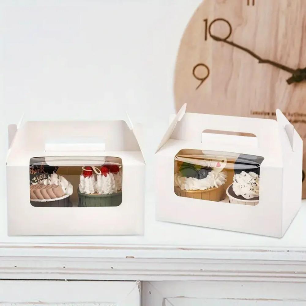 18pcs Cake Boxes Leak Proof Cake Produce Box with Lid Handle and Clear Window Gift Packing Box Portable Cake Sealed Box for Home Kitchen and Bakery