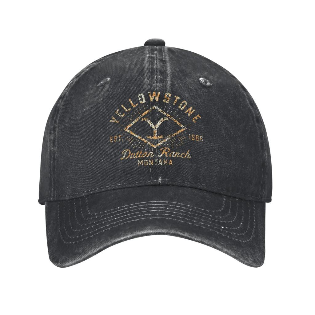 AYellowstone Sliten Dutton Basebollkepsar Sliten Denim Snapback Keps Ranch Guldlogotyp Utomhus Löpning Ostrukturerade Kepsar Ha
