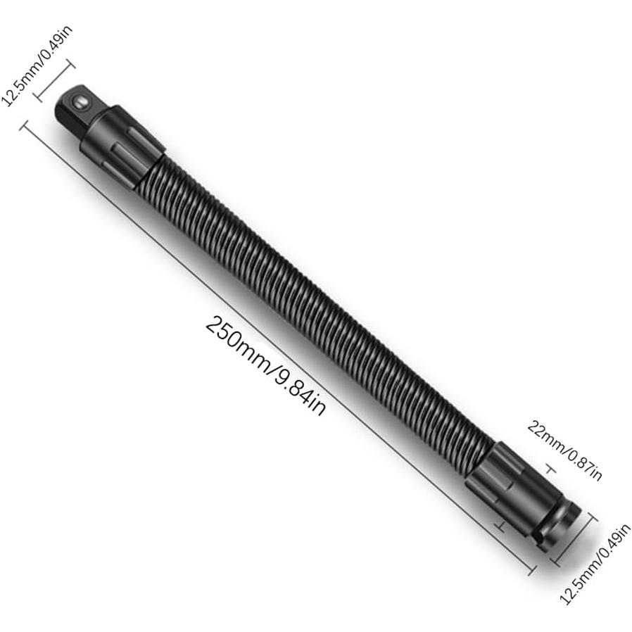 250/350 mm 1/2   Flexible Socket Extension Ratchet Drive Socket Extension Bar Bendable Elastic Joint Head Post Connecting Link