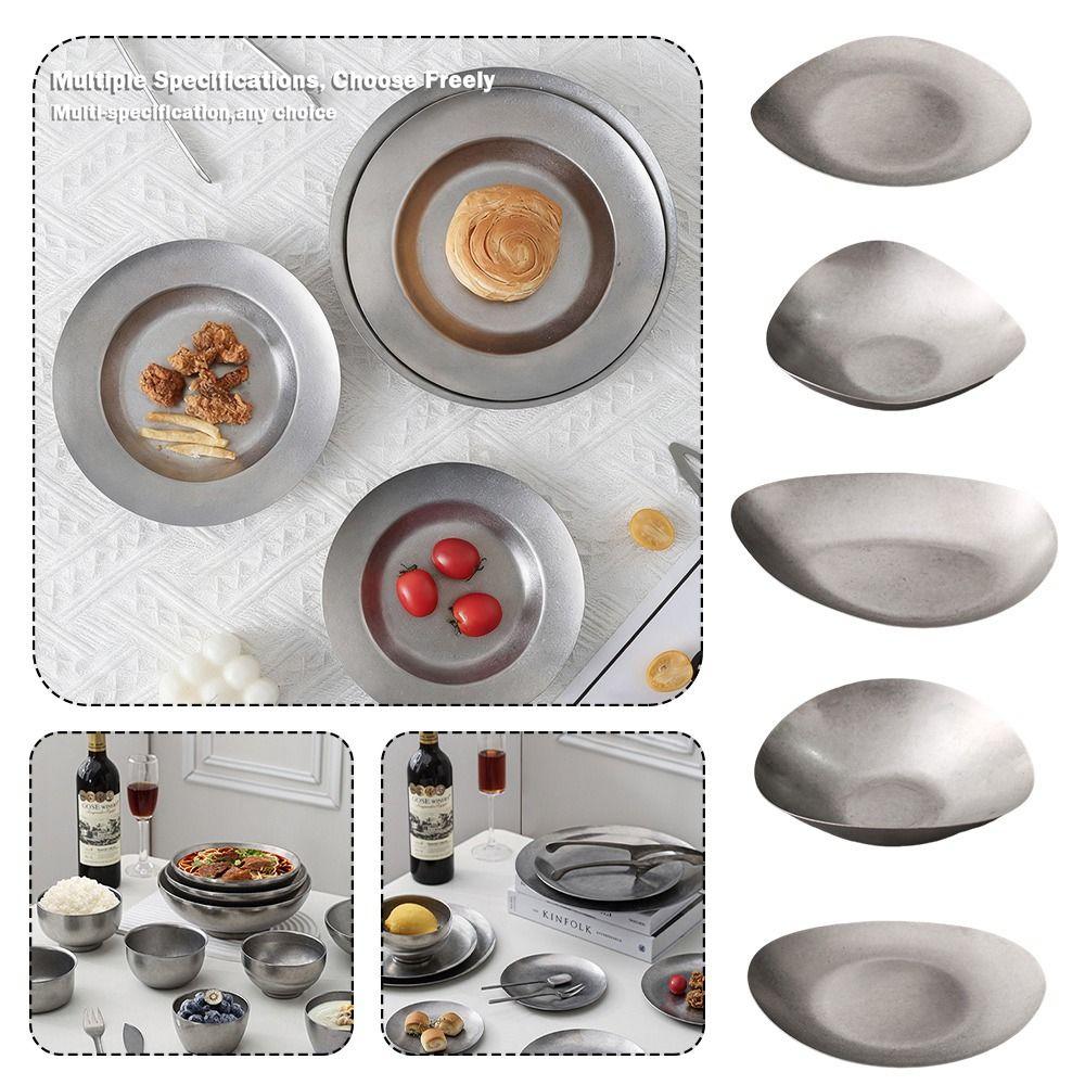 Irregular Metal Tableware Multi-functional Food Plates Vintage Metal Dinner Plate Dining Use