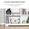 Wooden Cube Bookcase, 2 Tier Open Storage Shelving Unit with 4 Compartments, Freestanding Display Bookshelf for Home Office Living Room Furniture