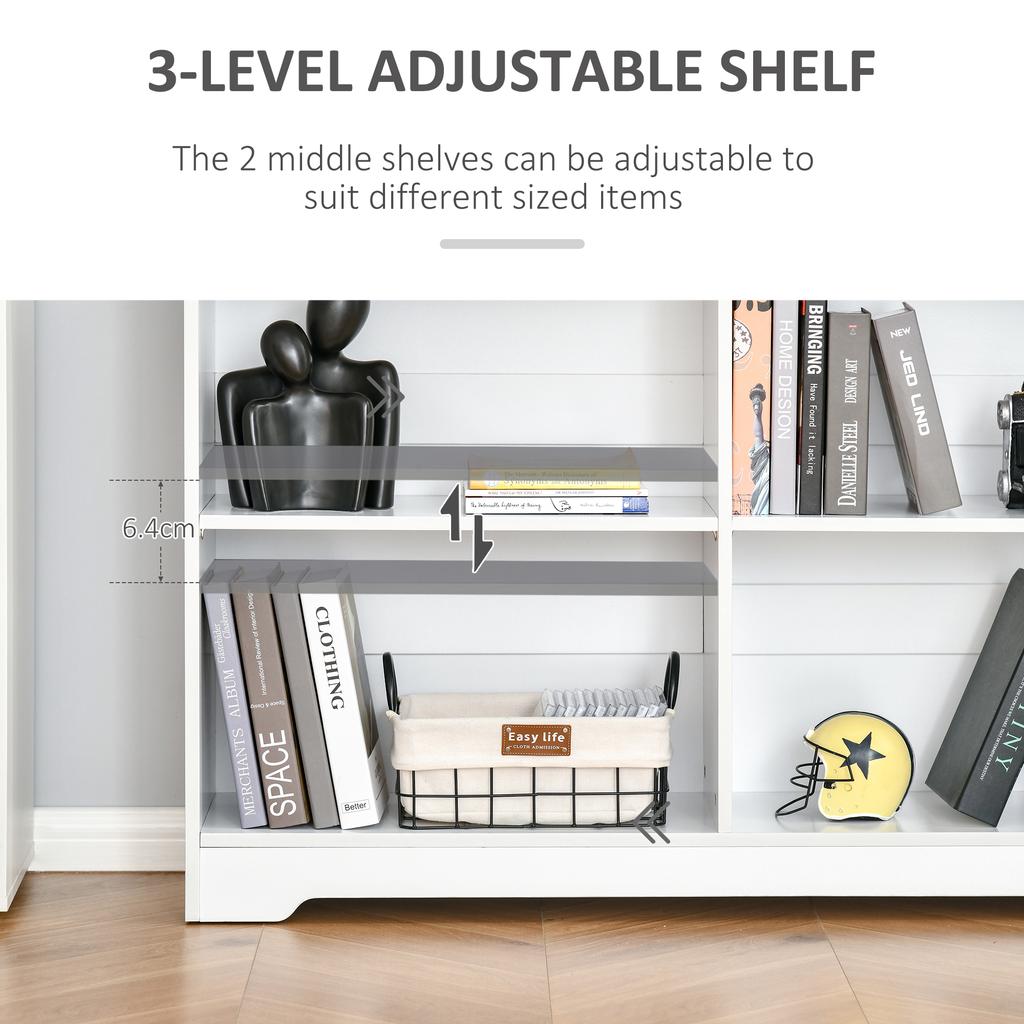 Wooden Cube Bookcase, 2 Tier Open Storage Shelving Unit with 4 Compartments, Freestanding Display Bookshelf for Home Office Living Room Furniture