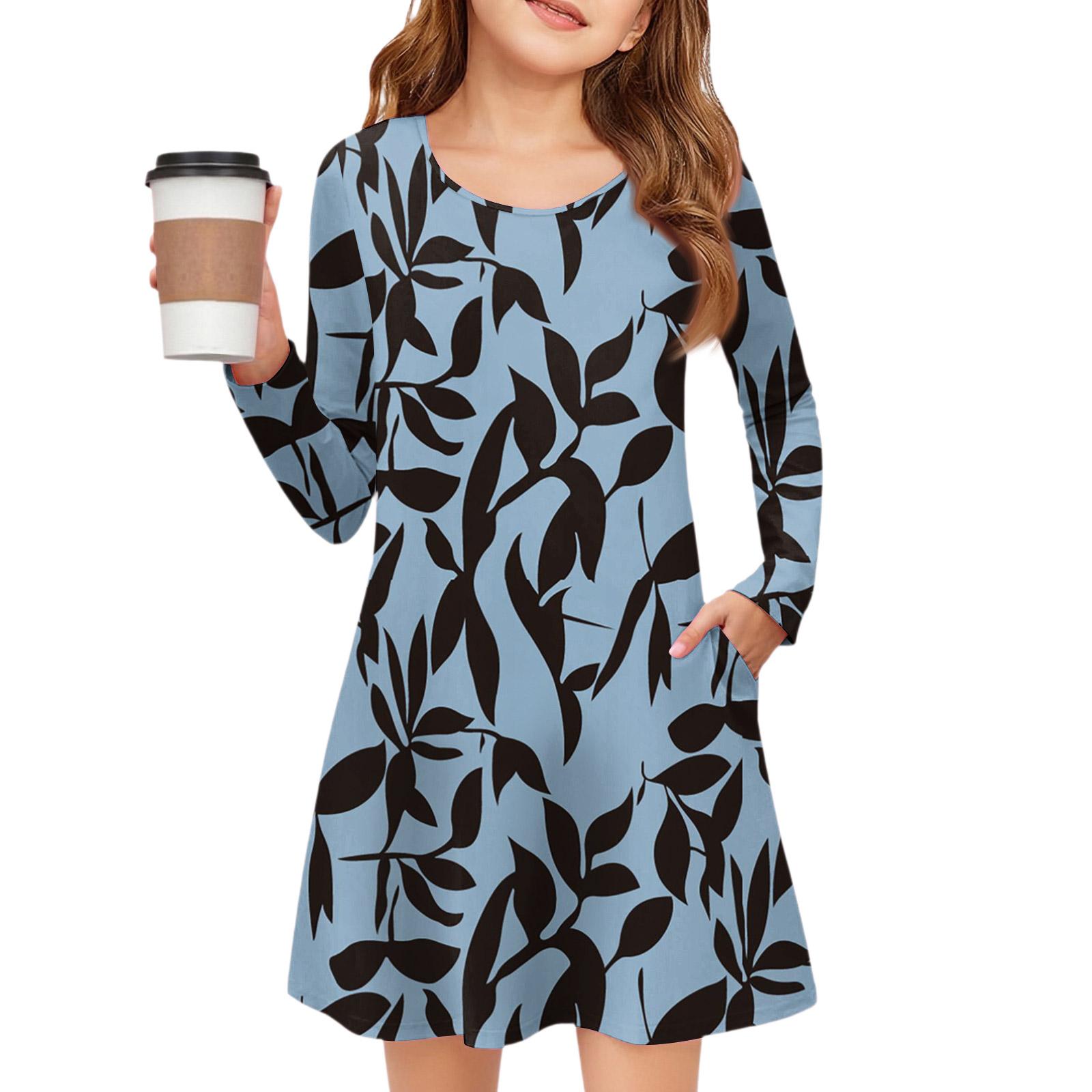 

Платье с длинным рукавом для девочек - Платье с цветными карманами 110