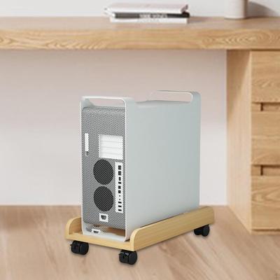 Desktop CPU Wooden Rolling Stand Computer Case Adjustable Mobile Tower for