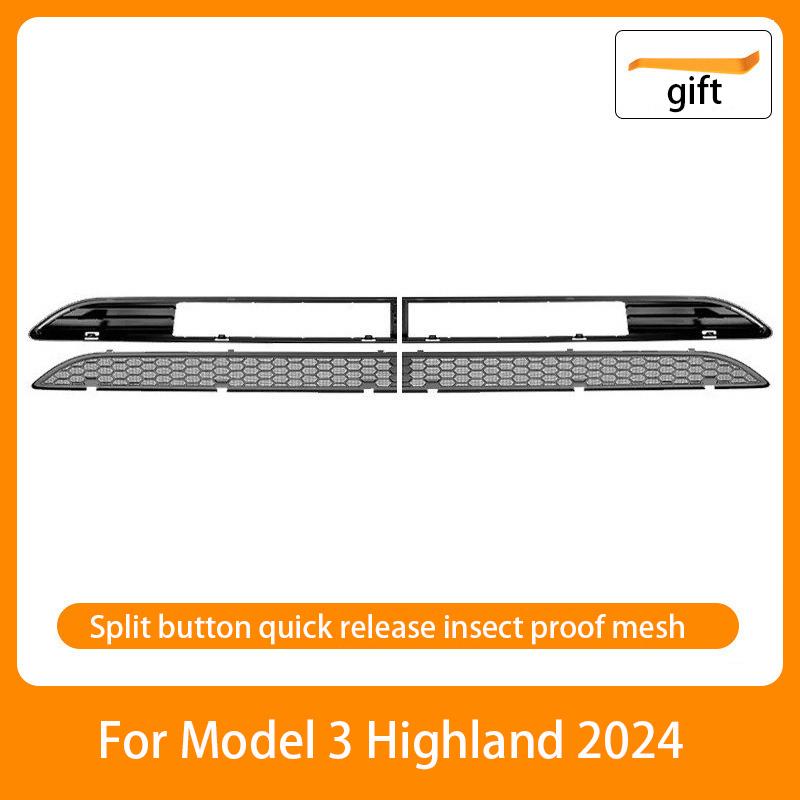 Front Grill Guard Grille Inserts Mesh for Tesla Model Y 3 Highland 2024-2021 Air Inlet Vent Cover Bumper Grid Filter Accessories