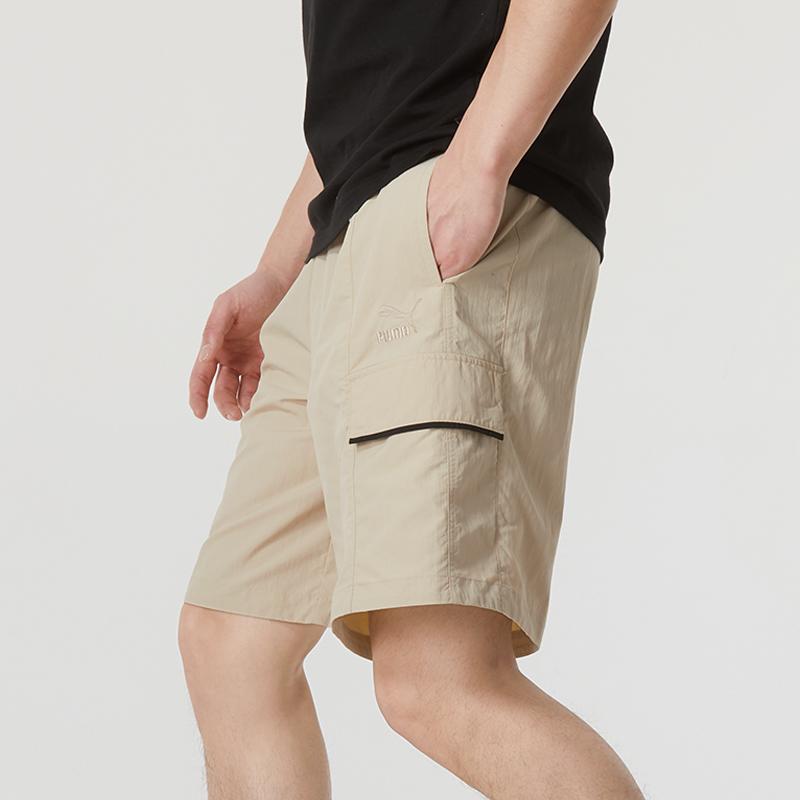 Puma Solid Color Fitness Training Mid-Waist Casual Shorts Men Bottoms Khaki 626871-90