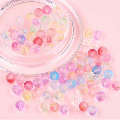 Home Party Supplies Frosted Handmade Making Round Glass Double Color Loose Beads DIY Jewelry Accessories 50Pcs 8mm Fashion Fantasy Gold Powder