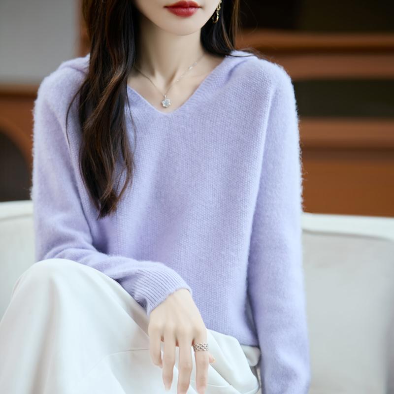 Women's cashmere sweater Qinghe cashmere 30% cashmere 70% wool autumn and winter pullover warm and fashionable