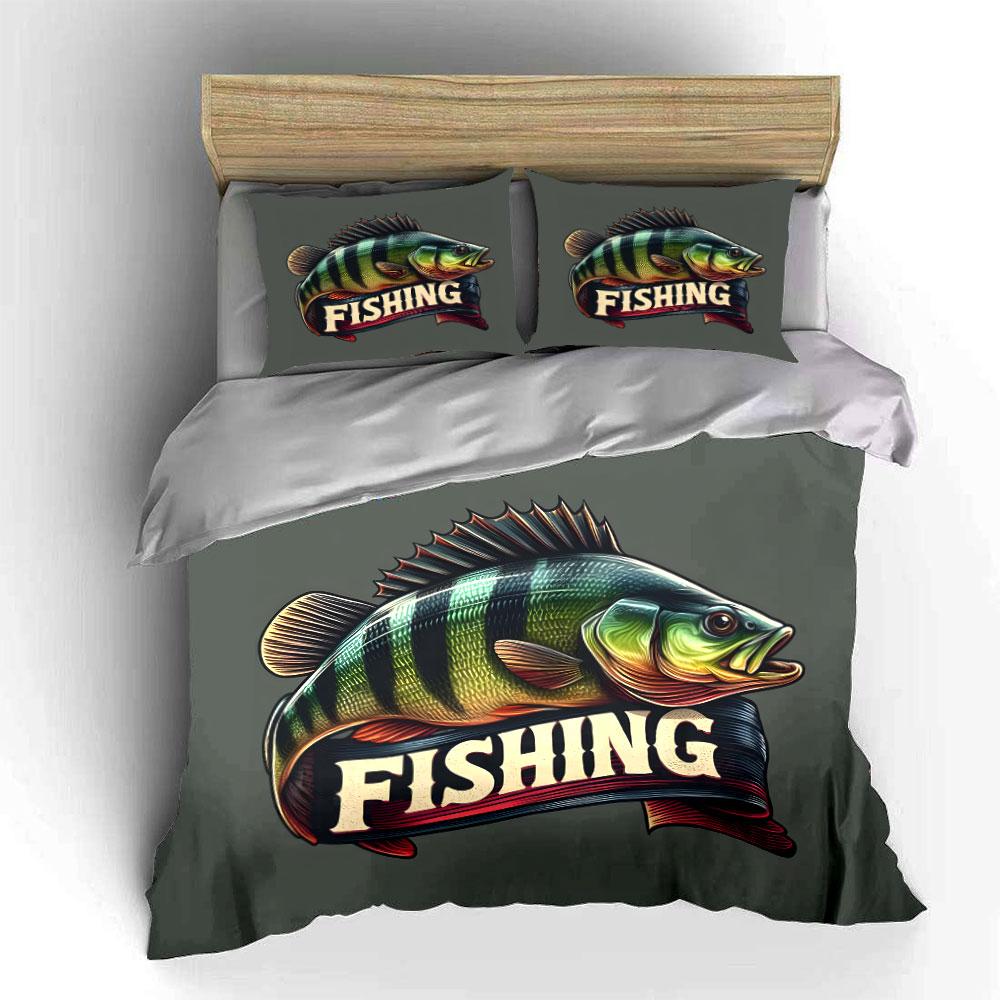 Fishing-Themed Graphic Set Multiple Sizes Kid'S And Adults' Bedroom Exquisite 3Pc Bedding Set, Gift
