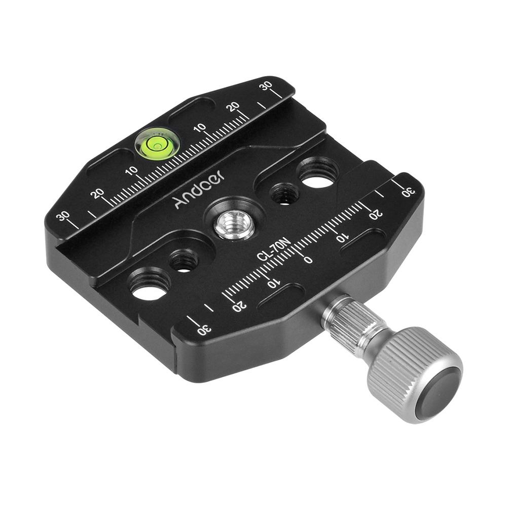 CL-70N 70mm Aluminum Alloy Quick Release QR Plate Clamp 3/8-inch with 1/4-inch Adapter &