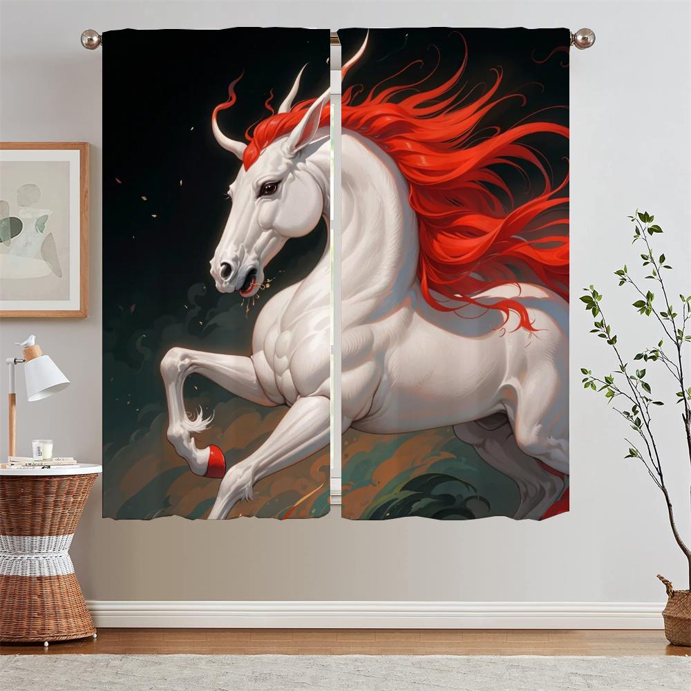 A Unicorn Horse Curtains for Bedroom Decoration Window Sheer Curtains for Living Room Blind Bathroom Curtain Tiebacks Partition
