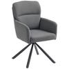 Upholstered Dining Chair, Kitchen Chair with Thick Padding, Armrests, Metal Legs, Grey