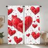 2pc Valentine's Day Red Heart Printed Curtains   Polyester Fabric   Machine Washable   Suitable for Living Room Bedroom Decoration