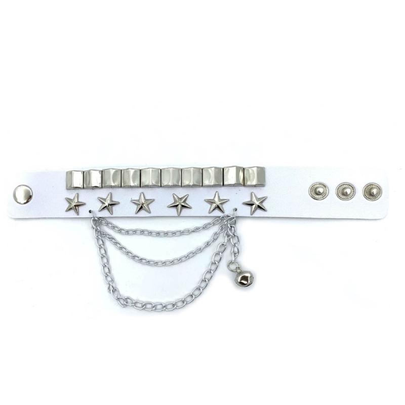 2Pcs Double Layer Pu Wristband Bracelet with Skull Rivets Gothic Rock Bracelet for Men Women Couple Streetwear