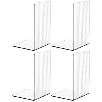 4 Pcs Acrylic Bookends Clear Bookends Decorative Bookends Book End Book Holders Book Stoppers for Library Office