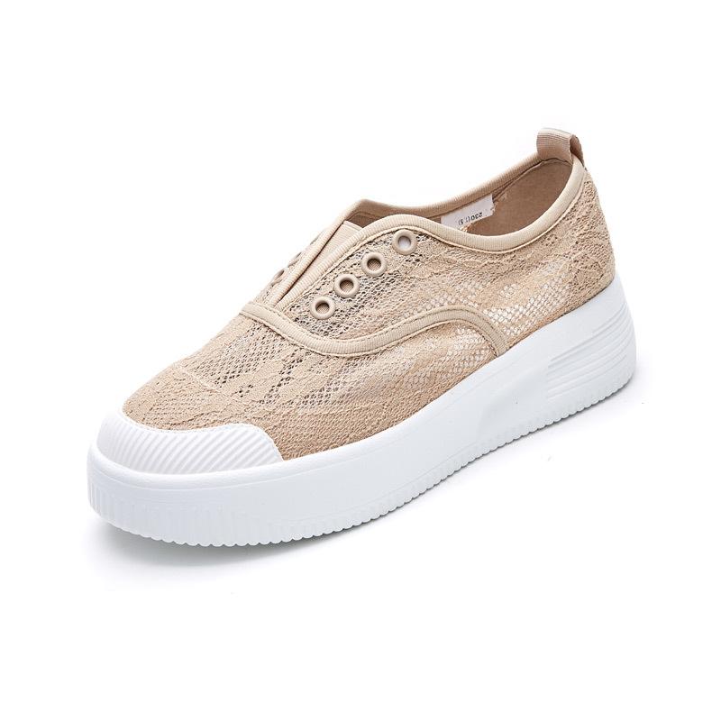 Little white shoes women's new summer flat-soled sandals thick-soled lace mesh breathable one-pedal fisherman shoes