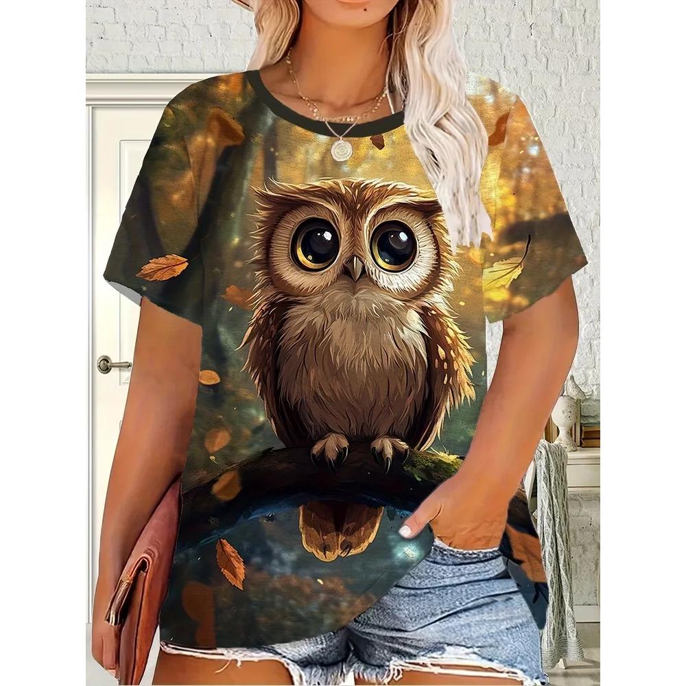 Fashion Animal Print Women's Top Casual Loose Short Sleeve Comfortable Versatile T-Shirt Daily T-Shirts Women’s