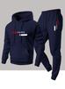 Men's Casual Fashion Two-Piece Set: PARIS Letter Print Hooded Sweatshirt & Pants