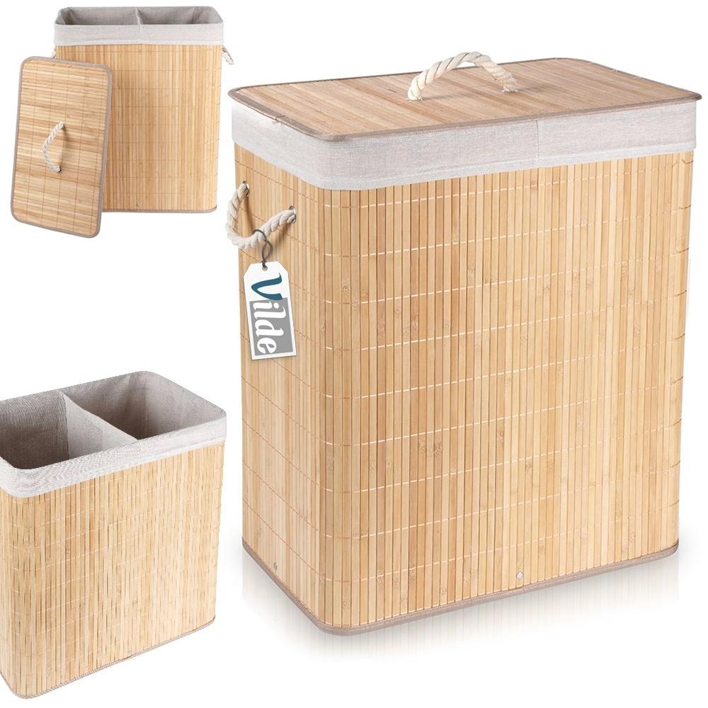 Beige Bamboo Laundry Basket 90 L