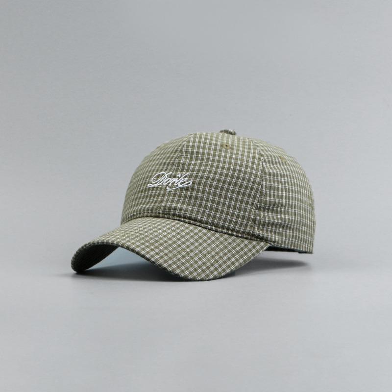 Spring and summer new trendy brand embroidered soft-top baseball cap women's literary and versatile plaid cap shows a small face