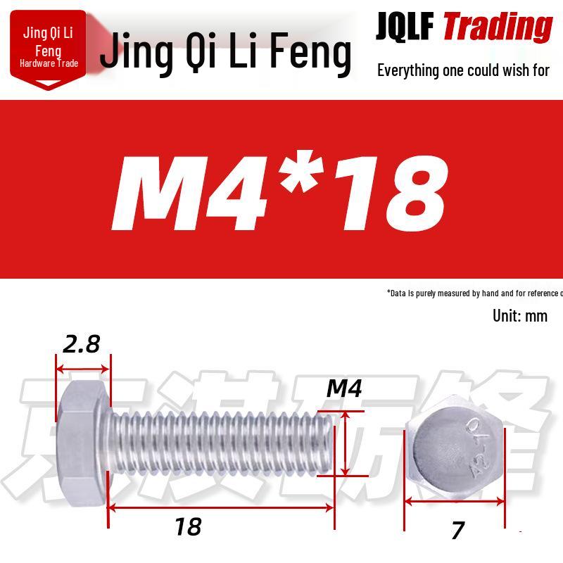 201 Stainless Steel Hex Head Full Thread Bolt: Wear & Corrosion Resistant, M4-M14 for Aerospace Machinery