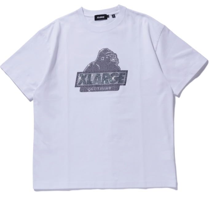 

[Extra Large] Casual Rhine Stone Slanted OG Short Sleeve Tee, Men s, White