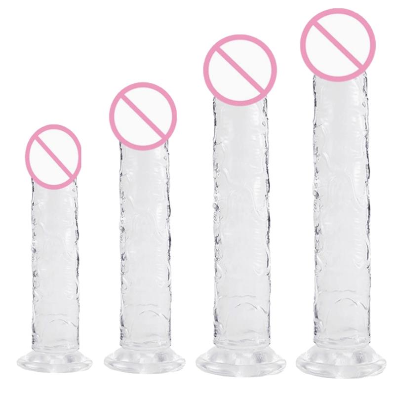 Kadın Erkek İçin Güçlü Vantuzlu Gerçekçi Su Geçirmez Jöle Dildo Seks Oyuncakları Penis G Noktası Simülasyon Masaj Aleti