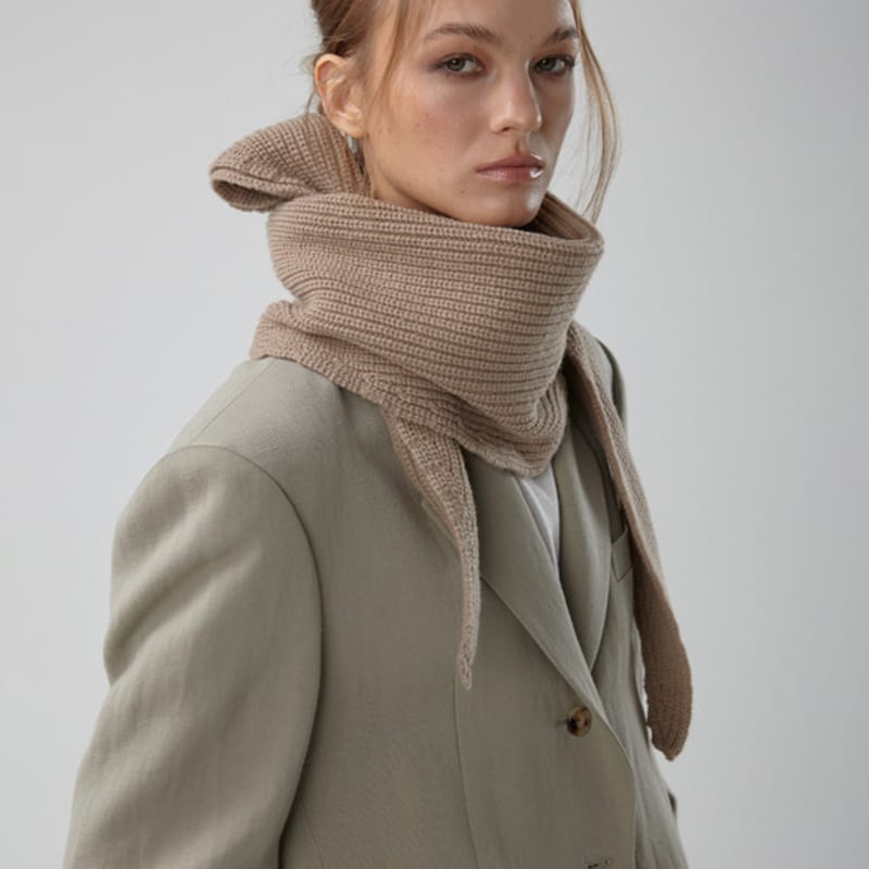 EAN JO CHUNKY WOOL LARGE SCARF (BEIGE)