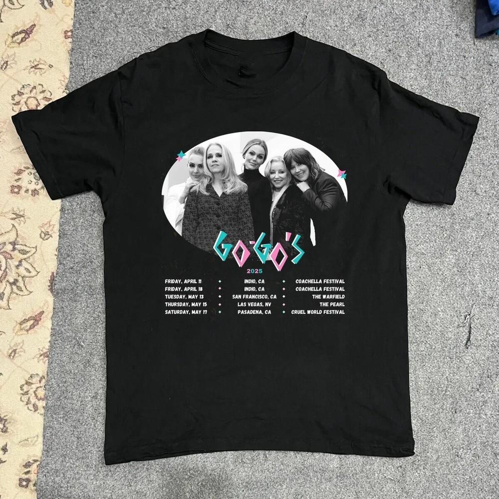 NEW The Go Go Band 2025 Tour Dates Poster Short Sleeve Unisex T-Shirt S