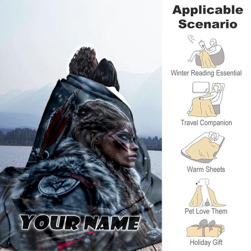 1PC Custom Name Warrior's Journey flannel blanket versatile,all-season throw suitable for the living room,bedroom,camping,travel,and gift