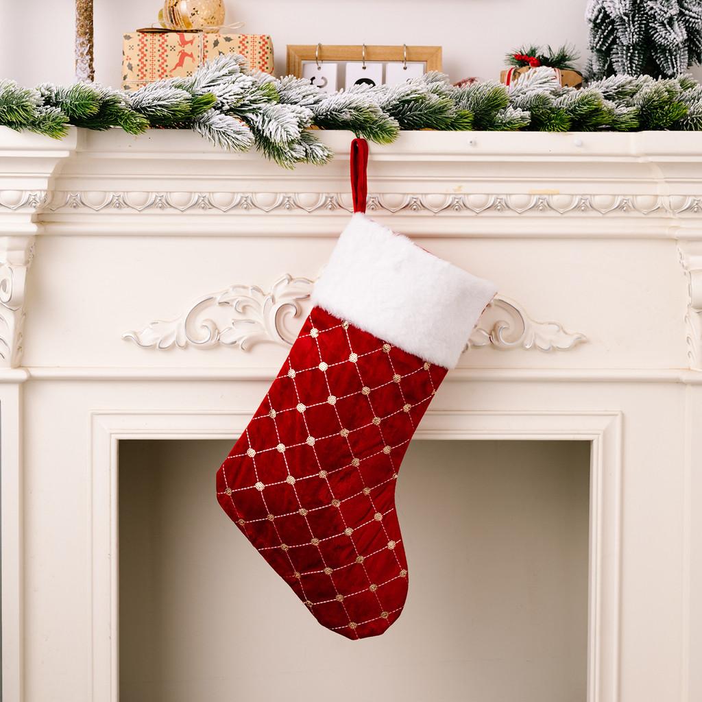

Festive Stockings Christmas With Plush Trim And Sparkling Accents In Red And White For Holiday Cheerful Decor Red Christmas Sock