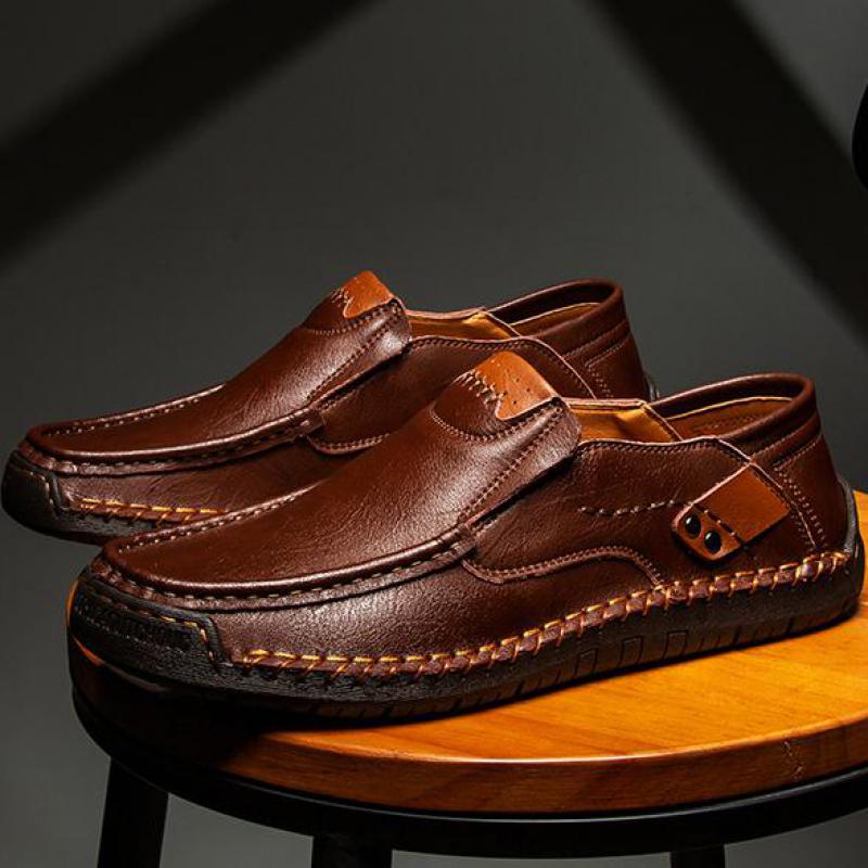 Handmade Leather Men Shoes Casual Comfortable Men Loafers Slip On Leather Shoes Men Flats Hot Sale Moccasins Walking Shoes Man cm nero