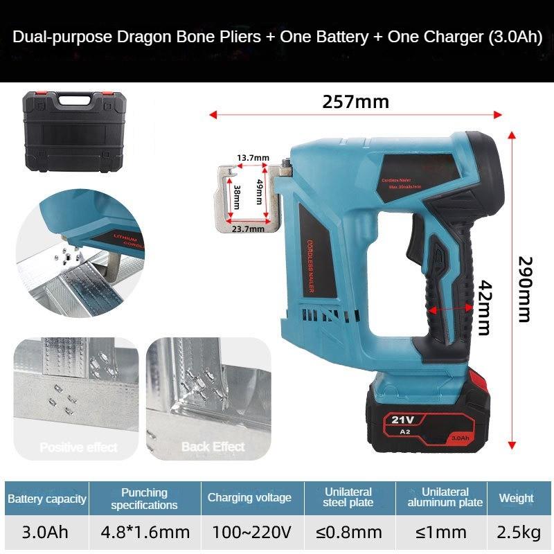 Dual Use Electric Keel Pliers Rechargeable Light Steel Ceiling Slot Bone Drilling Device Partition Wall Aluminum Drilling Tool