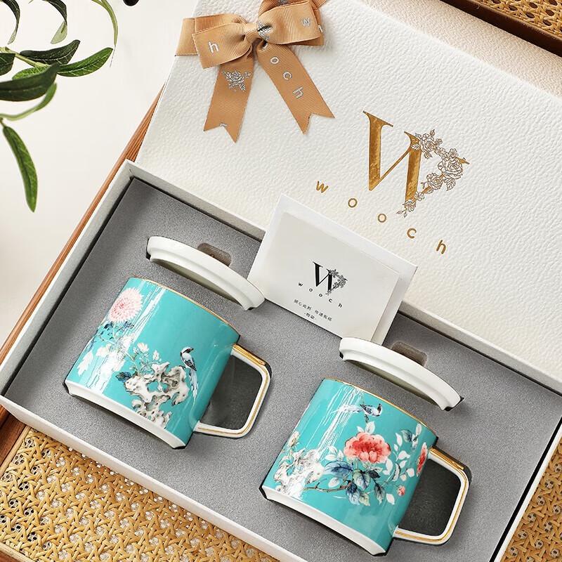 Керамическая кружка WOOCH «Пион и Хризантема» Подарочный набор