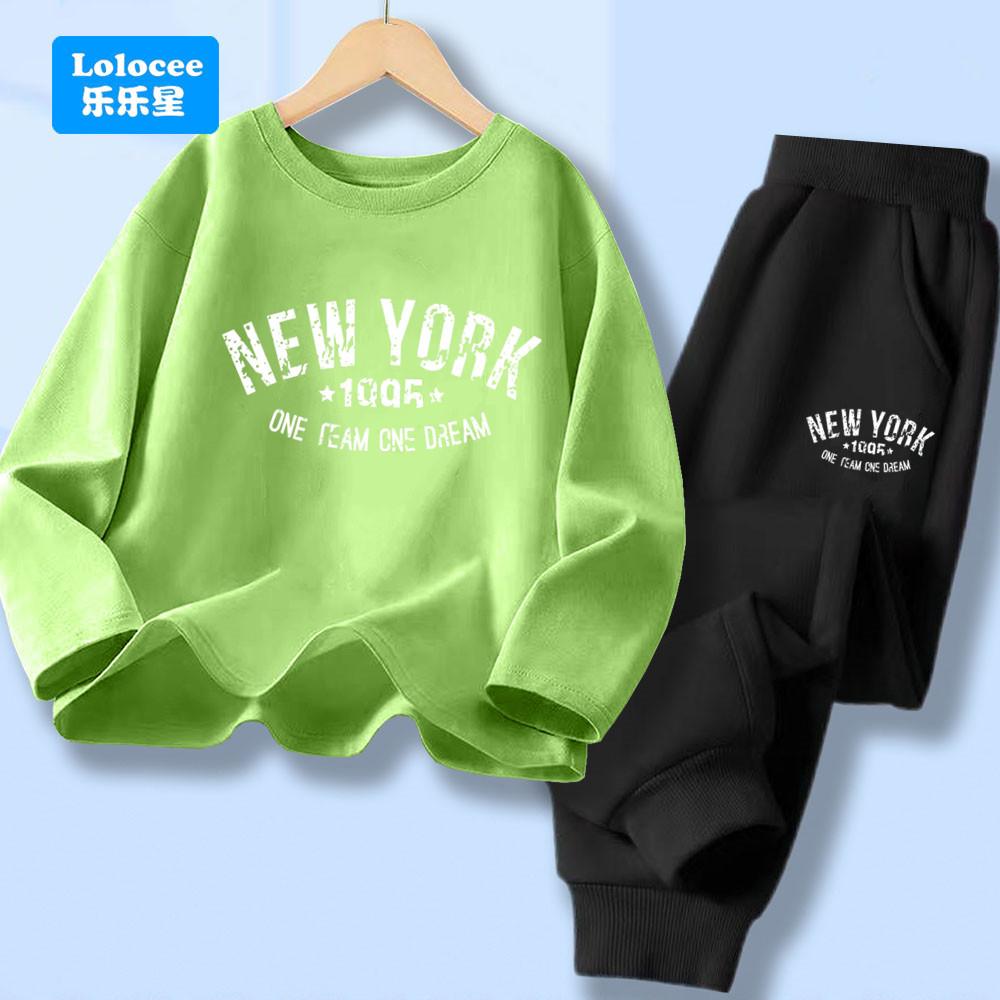 Boys Autumn Spring Clothes Sets New York City Letter Print T-shirt and Pants 2pcs Outfit Long Sleeve Tracksuits