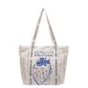 Cute strawberry printed tote bag college student class commute shoulder bag simple casual shopping bag