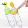 Ergonomic Baby Feeding Tool Silicone Squeeze Spoon Single-handed Rice Cereal Bottle with Soft Tip Spoon for Flow Control Easy Clean Dispensing