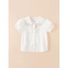 David Bella Kidsren's Short-Sleeved Shirt Girls' Tops Summer White Shirt Baby Summer Kidsren's Clothing Pure Cotton Girls