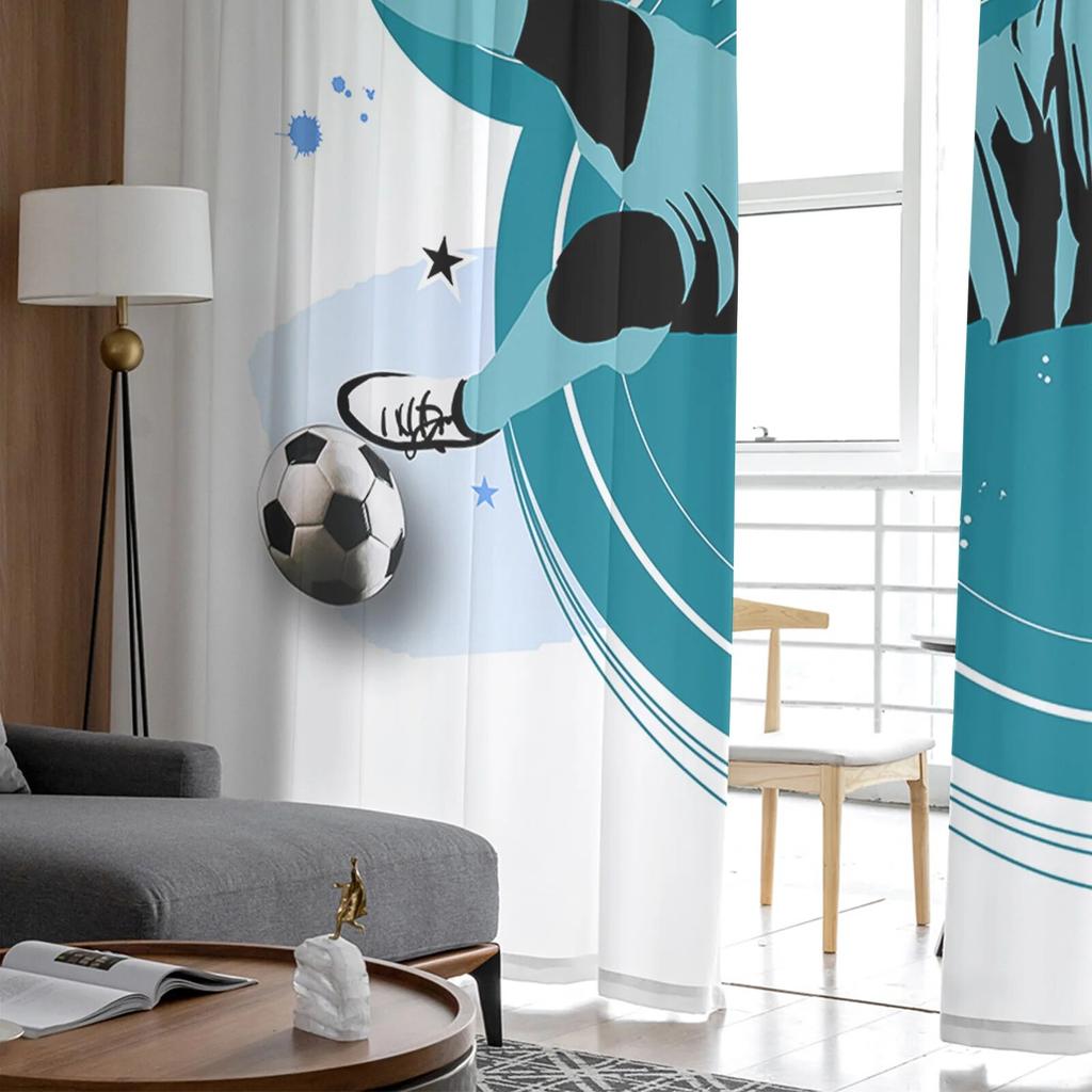 Fußballspieler-Silhouette, transparente Vorhänge für Wohnzimmer, Küche, Fenstervorhänge, Schlafzimmer, Tüll-Voile-Vorhänge