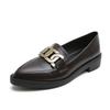 Fashion British Metal Chain Small Leather Shoes Women Oxfords Sneakers Derbies Shallow Pointed Toe Thick Heels Loafers Ladies Flats 2025