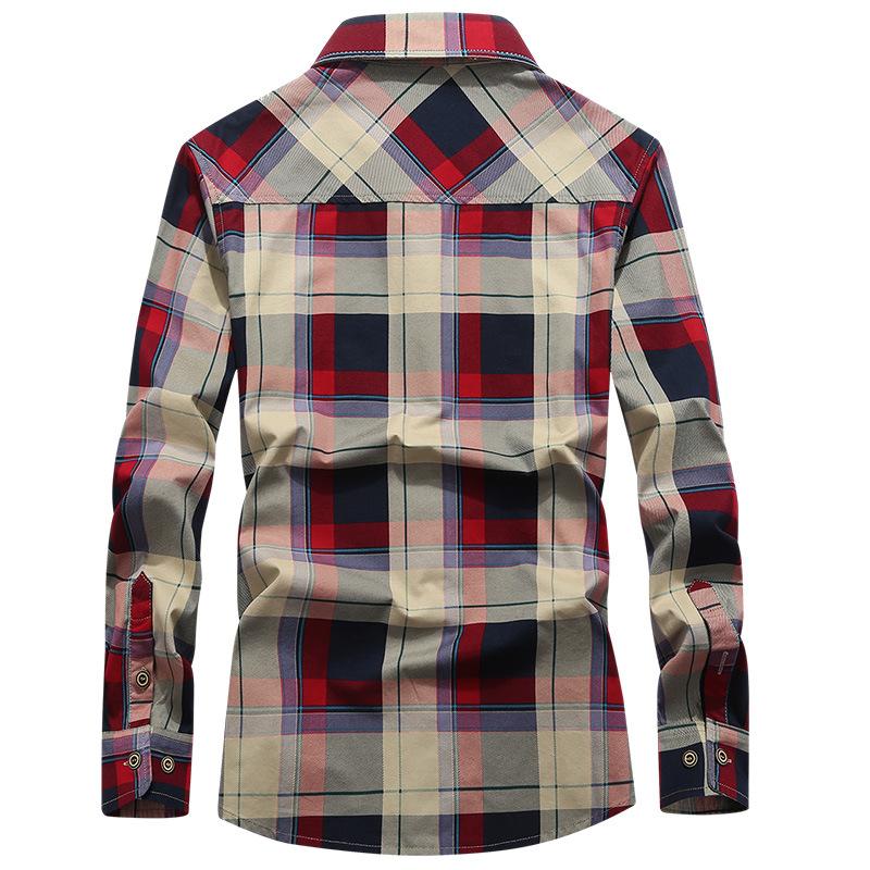 Men's spring and autumn long-sleeved men's shirts pure cotton casual plaid tops large size loose shirts for men