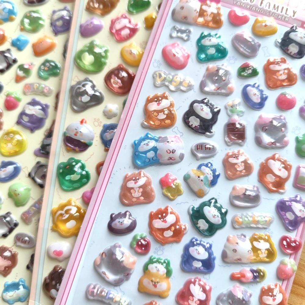 4-Piece 3D Embossed Kawaii Animal Stickers - Kids' Cartoon DIY Decor for Phones Notebooks & Backpacks BulingBulingStickers Store