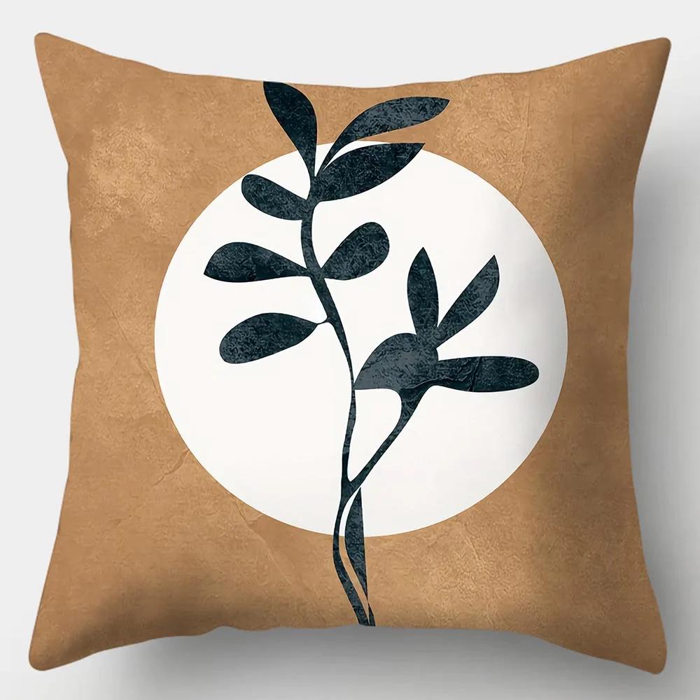 Art Plant Pillowcase 45Cmx45Cm Square Sofa Pillow Cover Abstract Cushion