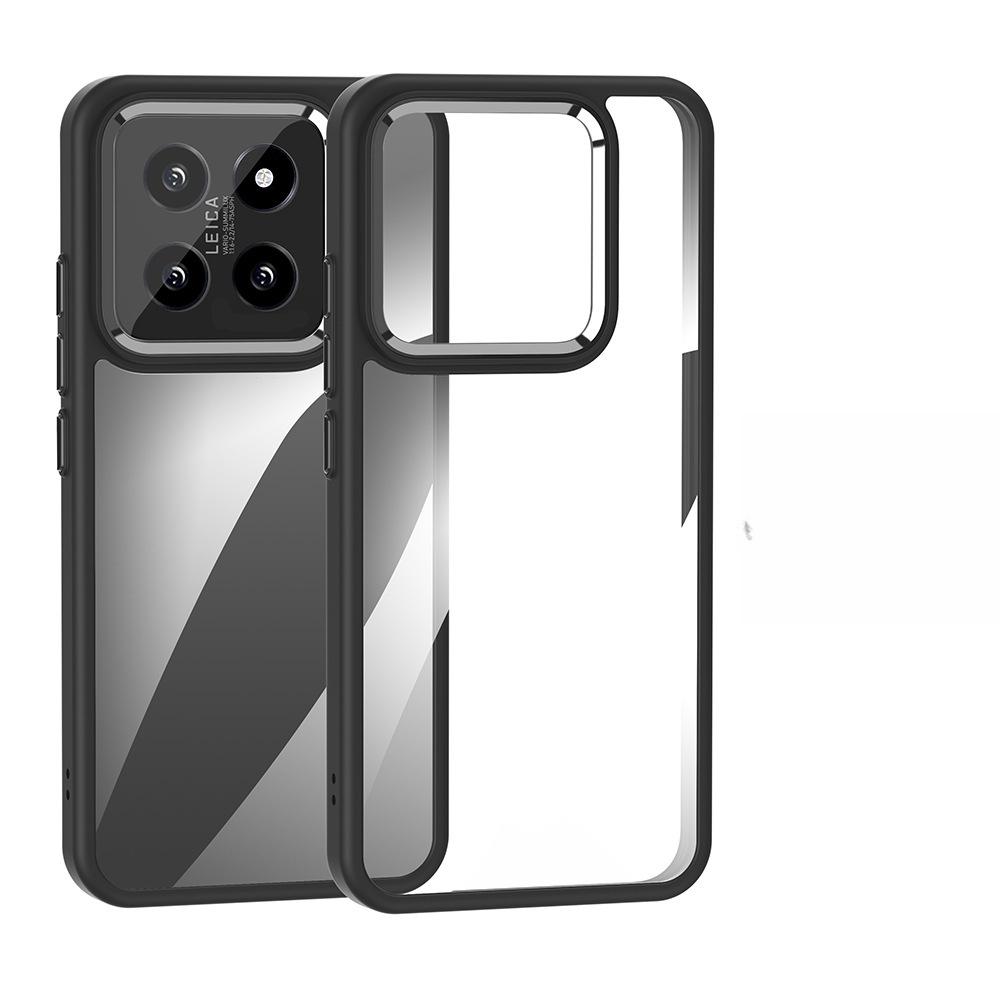 Suitable for The Xiaomi 14PRO Golden Shield Magnetic Three-in-one Eagle Eye Phone Case, Transparent and Simple Style 14 Metal Key Case