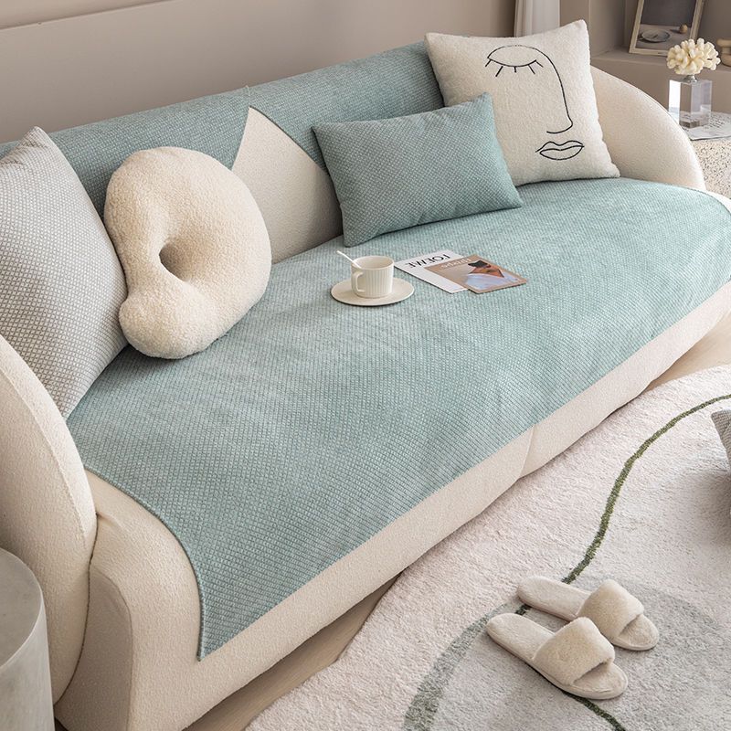 Jednokolorowa welurowa poduszka na sofę Czterosezonowa Uniwersalna Antypoślizgowa Poduszka na Siedzisko Prosta Nowoczesna Pokrowiec na Sofę do Salonu Pokrowiec Pełny