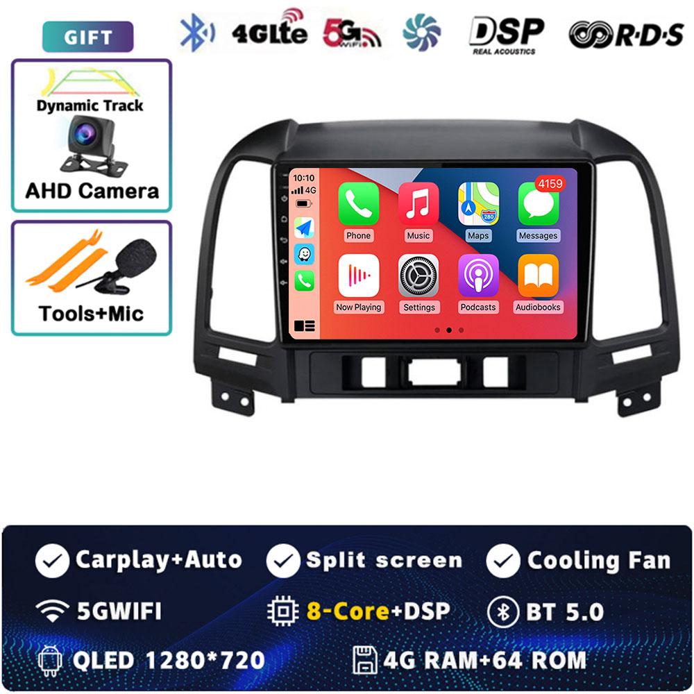 Android 14 Carplay Auto For Hyundai Santa Fe 2 2006 - 2012 Car Radio 4G WIFI Player Multimedia Srereo 360Camera Navigation Video