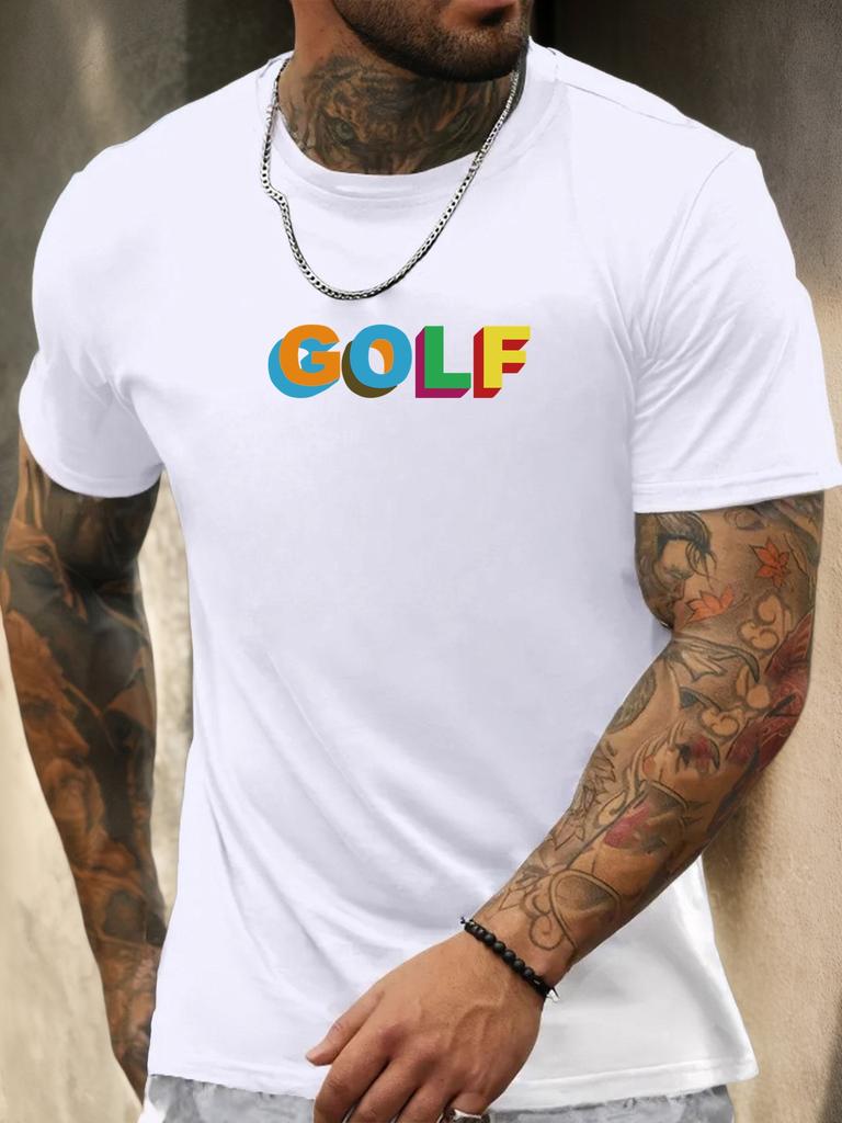Kurzarm T-Shirt GOLF Herren 100% Baumwolle Muster Gedrucktes Hemd Sommer Rundhals Atmungsaktiv Lässig Mode Cooles T-Shirt