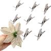 Mini Metal Clips for Christmas Flowers 30/50Pcs Christmas Tree Flower Ornament Fixed Clip Xmas Noel Wreath/Garland Decorations