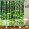 Forest Landscape Shower Curtain Garden 3D Green Plant Tree Natural Scenery Waterproof Polyester Bathroom Curtain Home Decor