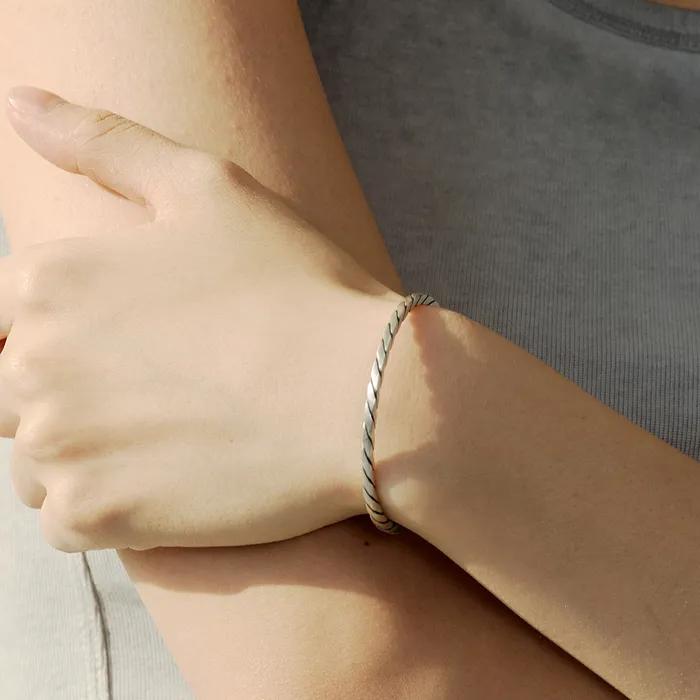 SIB-26SS5 925 Silver Cut Orbital Bangle Bracelet